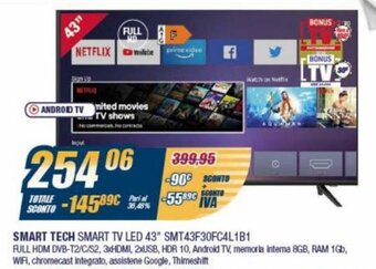 Sinergy Smart Tech Smart TV LED 43" SMT43F30FC4L1B1 offerta