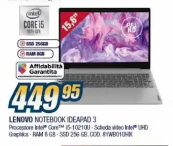 Sinergy Lenovo Notebook IdeaPad 3 offerta