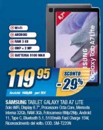 Sinergy Samsung Tablet Galaxy Tab A7 Lite offerta