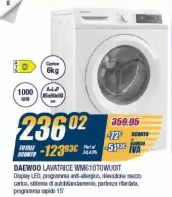 Sinergy Daewoo Lavatrice WM610T0WU0IT offerta