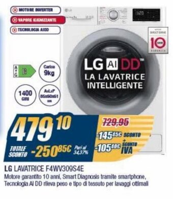 Sinergy LG Lavatrice F4WV309S4E offerta