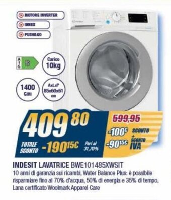 Sinergy Indesit Lavatrice BWE101485XWSIT offerta