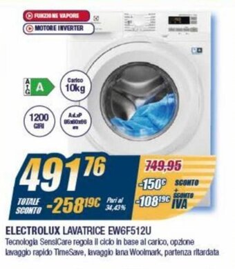 Sinergy Electrolux Lavatrice EW6F512U offerta
