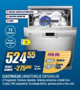 Sinergy Electrolux Lavastoviglie ESF5545LOX offerta