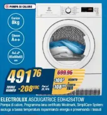 Sinergy Electrolux Asciugatrice EDH4284T0W offerta