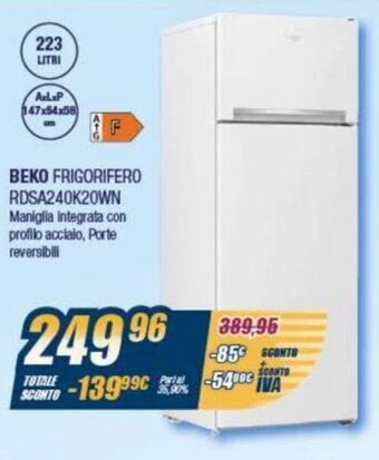 Sinergy Beko Frigorifero RDSA240K20WN offerta