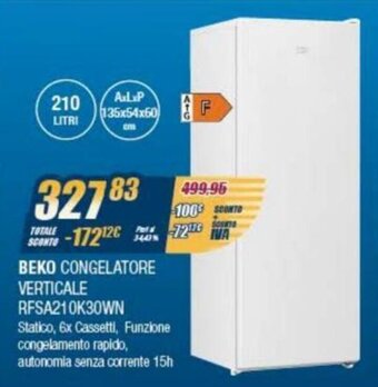 Sinergy Beko Congelatore Verticale RFSA210K30WN offerta
