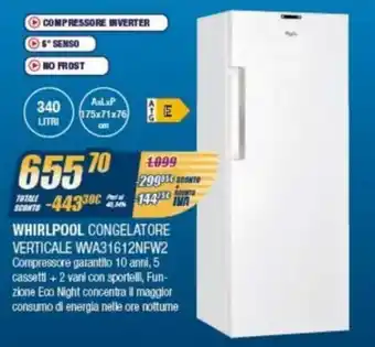 Sinergy Whirlpool Congelatore Verticale WVA31612NFW2 offerta