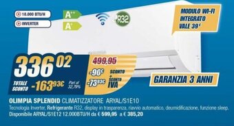 Sinergy Olimpia Splendid Climatizzatore ARYAL/S1E10 offerta