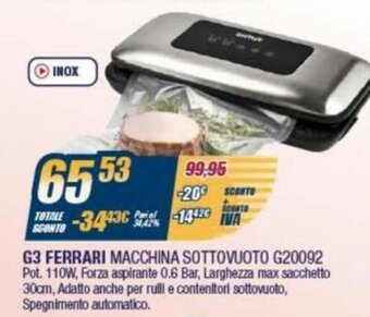Sinergy G3 Ferrari Macchina Sottovuoto G20092 offerta