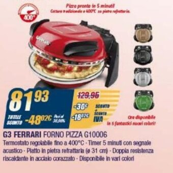 Sinergy G3 Ferrari Forno Pizza G10006 offerta