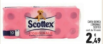 Conad Scottex Carta Igienica L' Originale 10 Rotoli offerta