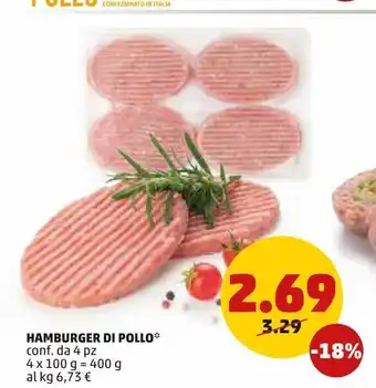 PENNY Hamburger di pollo offerta
