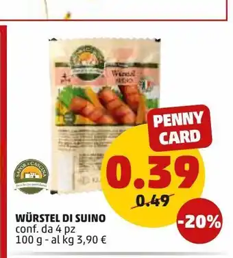 PENNY Wurstel di suino offerta