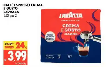 Tigros Lavazza Caffè Espresso Crema & Gusto 250g x 2 offerta