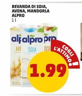 PENNY Bevanda di soia avena , mandorla alpro offerta