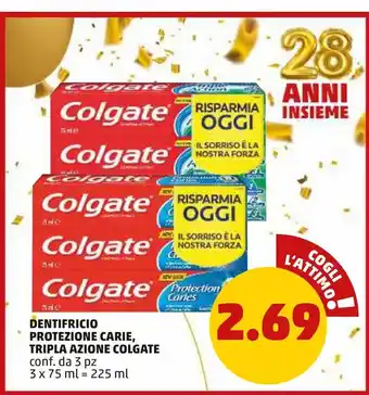 PENNY Dentifricio protezione carie tripla azione colgate offerta
