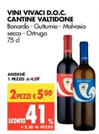 Tigros Vini Vivaci D.o.c. Cantine Valtidone 75cl offerta