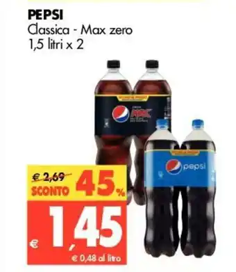 Tigros Pepsi Classici - Max Zero 1,5 litri x 2 offerta