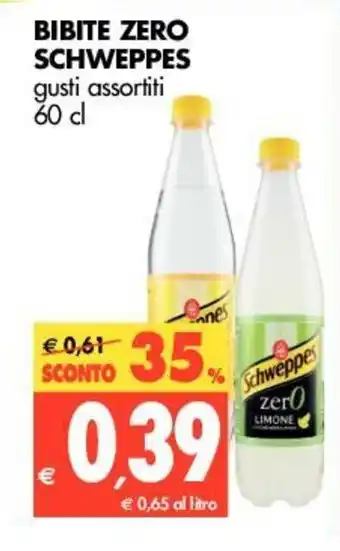 Tigros Schweppes Bibite Zero 60cl offerta