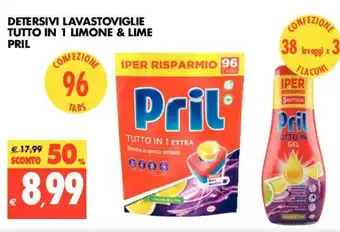 Tigros Pril Detersivi Lavastoviglie Tutto in 1 Limone & Lime offerta