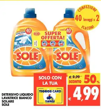Tigros Sole Solare Detersivo Liquido Lavatrice Bianco offerta
