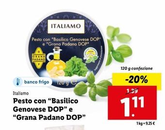 Lidl Pesto con basilico genovese dop e grana padano dop offerta