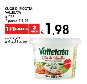 Bennet Vallelata Cuor Di Ricotta 230 G(ml) offerta