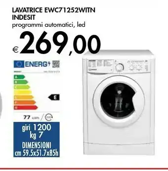 Bennet Indesit EWC 71252 W IT N Lavatrice Libera Installazione Caricamento Frontale 7 Kg 1200 Giri/min E Bianco offerta