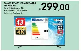 Bennet Thomson 43UG6400 TV 109,2 Cm (43") 4K Ultra HD Smart TV Wi-Fi Nero offerta