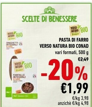 Conad Conad - Spaghetti Integrali Di Farro Trafilati Al Bronzo Biologici 500 G(ml) offerta