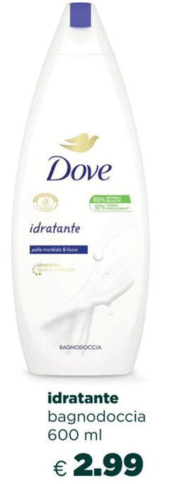 Acqua & Sapone Dove idratante bagnodoccia 600 ml offerta