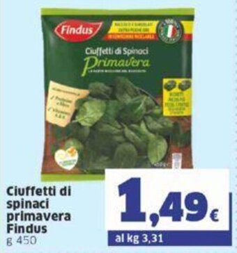 Sigma Findus Ciuffetti di Spinaci Primavera g 450 offerta