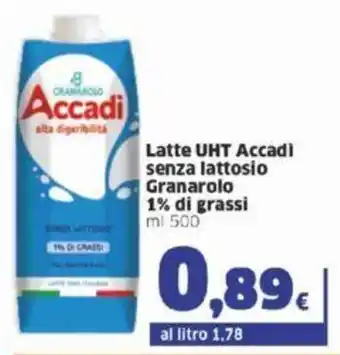 Sigma Granarolo Latte UHT Accadì senza lattosio 1% di grassi ml 500 offerta