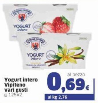 Sigma Yogurt intero Vipiteno vari gusti g 125x2 offerta