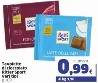 Sigma Ritter Sport Tavolette di cioccolato vari tipi g 100 offerta