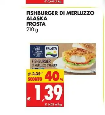 Tigros Frosta Fishburger 100% Filetto Di Merluzzo D'Alaska 210 G(ml) offerta