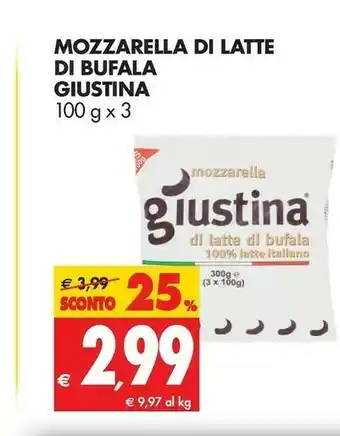 Tigros Giustina Mozzarella Di Latte Di Bufala offerta