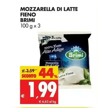 Tigros Brimi Mozzarella 100% Latte Alto Adige 100 G(ml) offerta