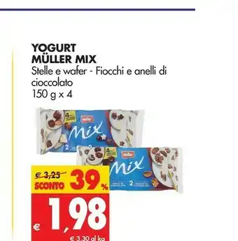 Tigros Muller Mix Yogurt Bianco Più Fiocchi Al Cioccolato E Yogurt Bianco Più Anelli Al Cioccolato offerta