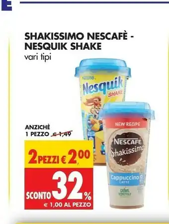 Tigros Nescafé Nestle Shakissimo Nescafe Nesquik offerta