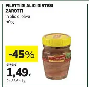 Coop Zarotti Filetti Di Alici All'Olio Di Oliva Distesi offerta