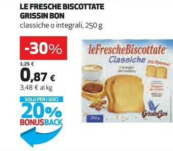Coop Grissin bon Le Fresche Biscottate Gusto Classico 250 G(ml) offerta