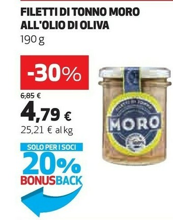 Coop Moro Filetti Di Tonno All'Olio Di Oliva 190 G(ml) offerta