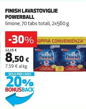 Coop Finish Lavastoviglie Powerball Limone offerta