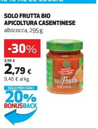 Apicoltura casentinese Solo Frutta Albicocca Bio 295 G(ml)