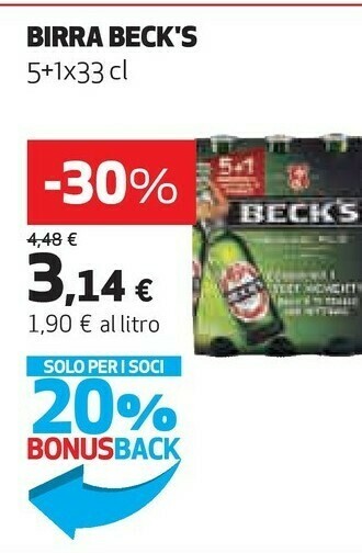 Coop Becks Beck's - Birra 330 G(ml) offerta