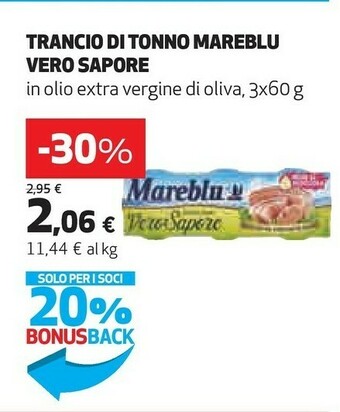 Coop Mareblu Tranci Di Tonno Vero Sapore 180 G(ml) offerta