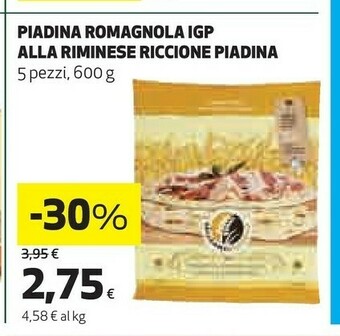 Coop Riccione piadina Piadina Romagnola Igp Alla Riminese offerta