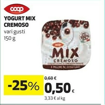 Coop Coop - Mix Cremoso Yogurt Bianco Cremoso Dolce E Fiocchi Al Cioccolato 150 G(ml) offerta